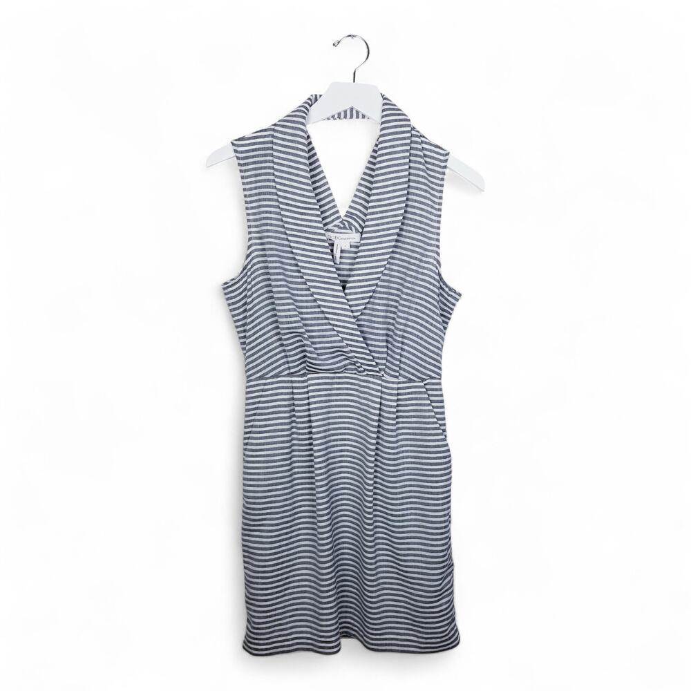 BCBGeneration Dress Style CRL6V144 Blue & White Stripes Open Back - Size 4